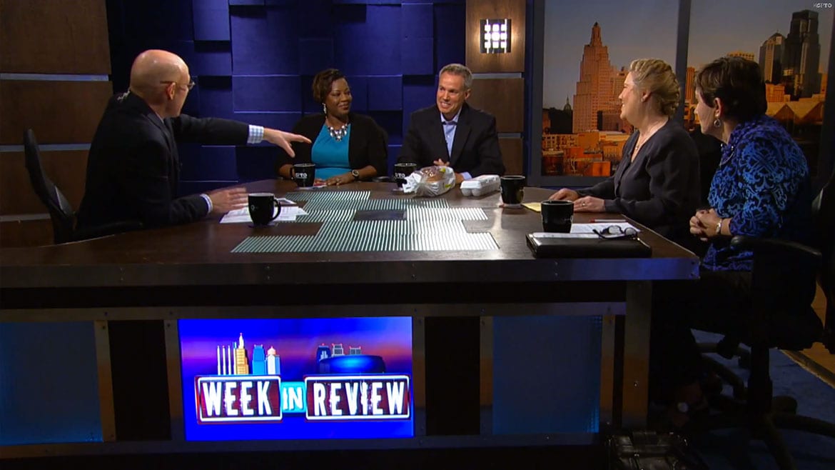 Nick and guests on set