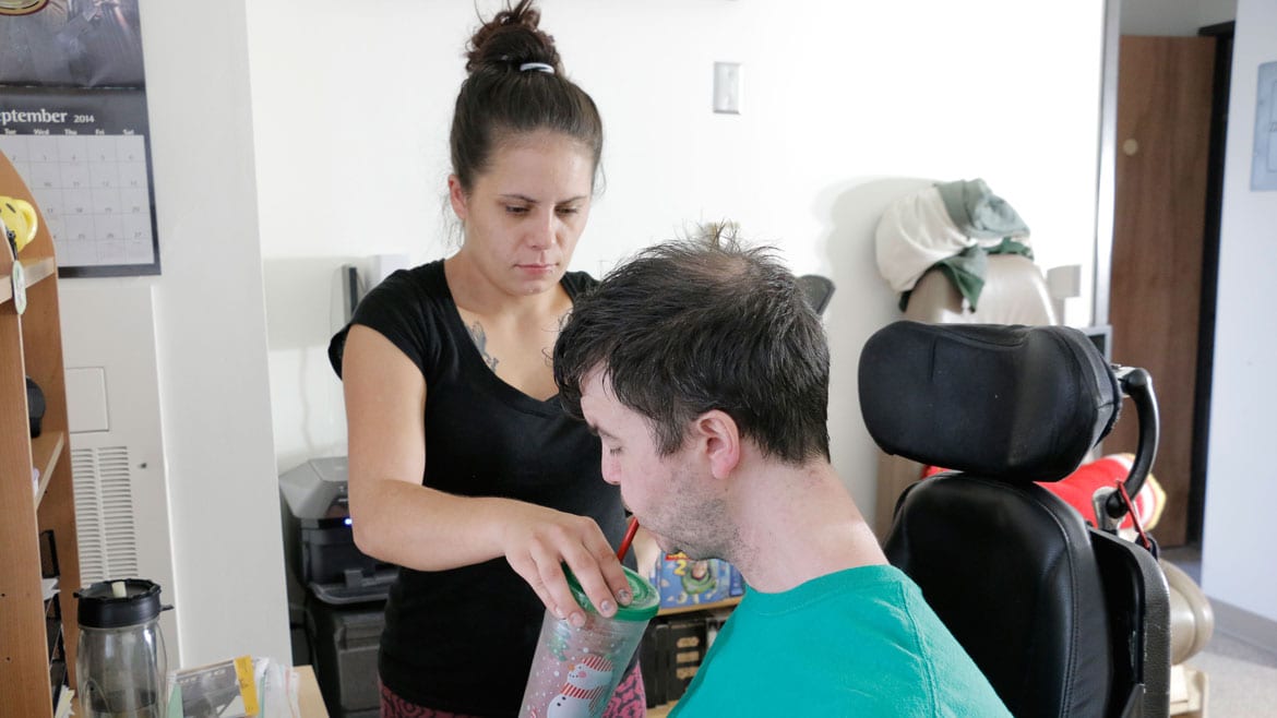 Jason Gallagher and his assistant