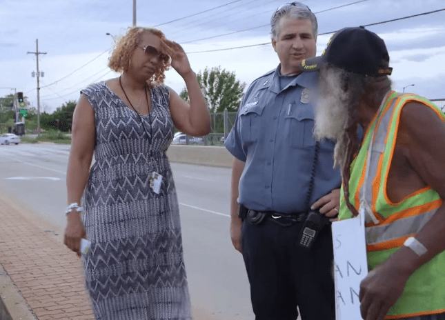 Officer and liason with man on street