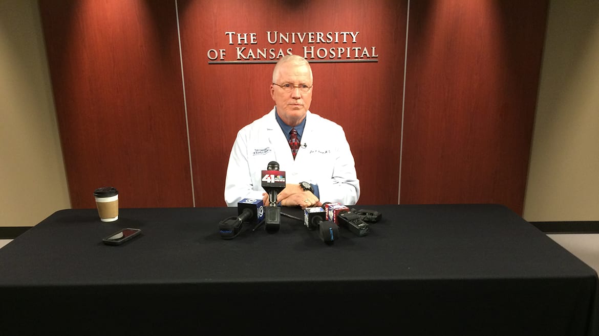 Dr. Lee Norman during a press conference.