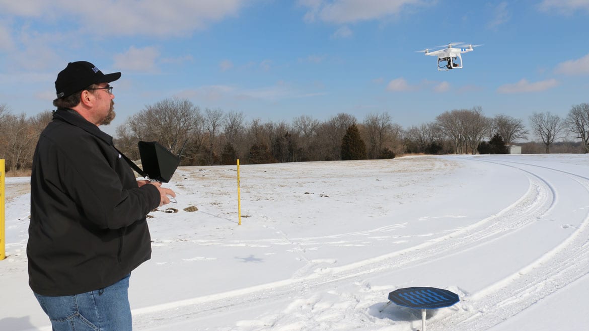 Jeff Roberts flying a drone
