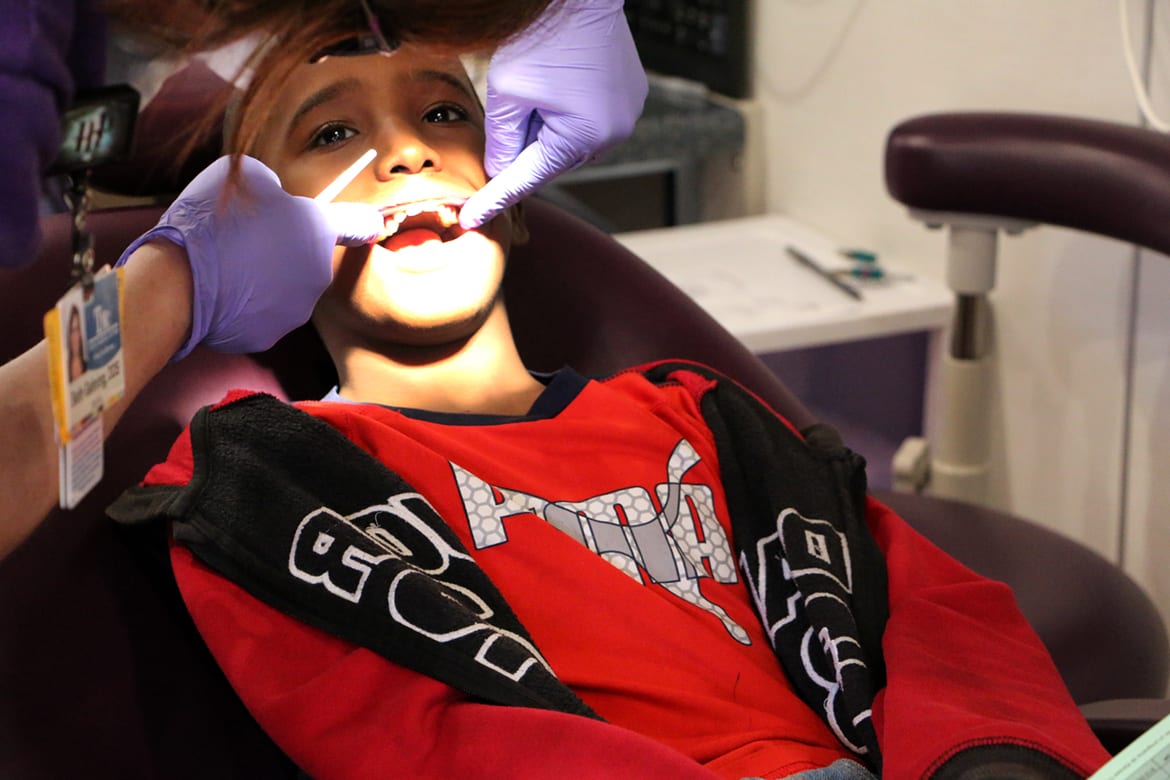 Patient in dental chair