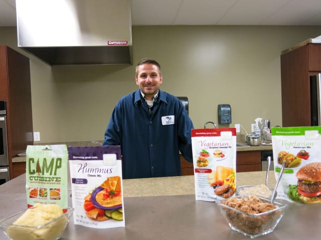 Food scientist Devon Bruntz works to create imitation meat at a Colorado-based food company. 