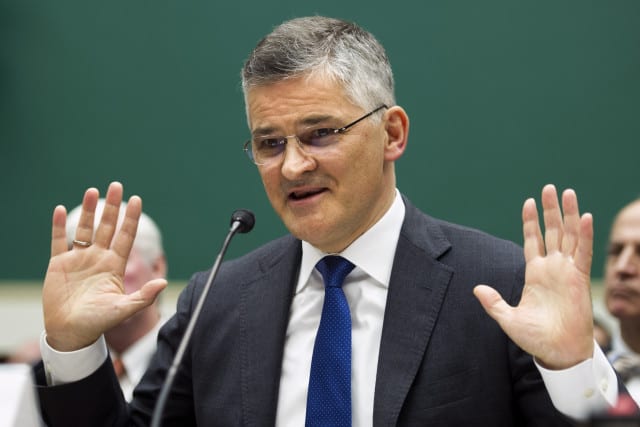 Volkswagen of America CEO Michael Horn testifies on Capitol Hill in Washington on Thursday before the House Oversight and Investigations subcommittee hearing on Volkswagen's emissions-rigging scandal. Horn apologized Thursday as the emissions-rigging scandal engulfing the world's largest automaker deepened and members of Congress said the company violated the public's trust. (Photo: Cliff Owen | AP)