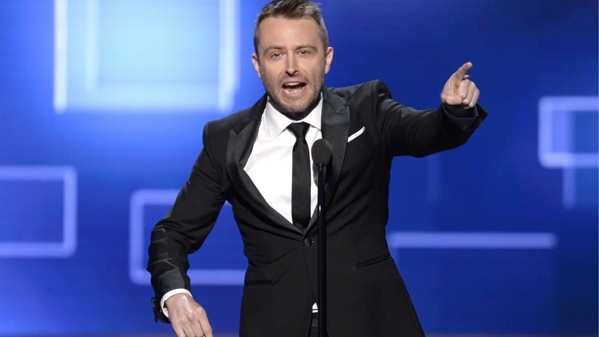 Funnyman Chris Hardwick, who won an interactive media award for “@midnight with Chris Hardwick" at the Creative Arts Emmy Awards in September, will geek out at the Midland on Friday. (Photo: Phil McCarten | Invision for the Television Academy | AP Images)