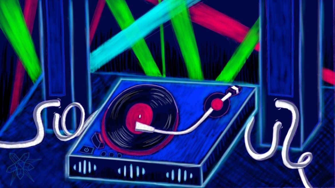 Vinyl record on turntable