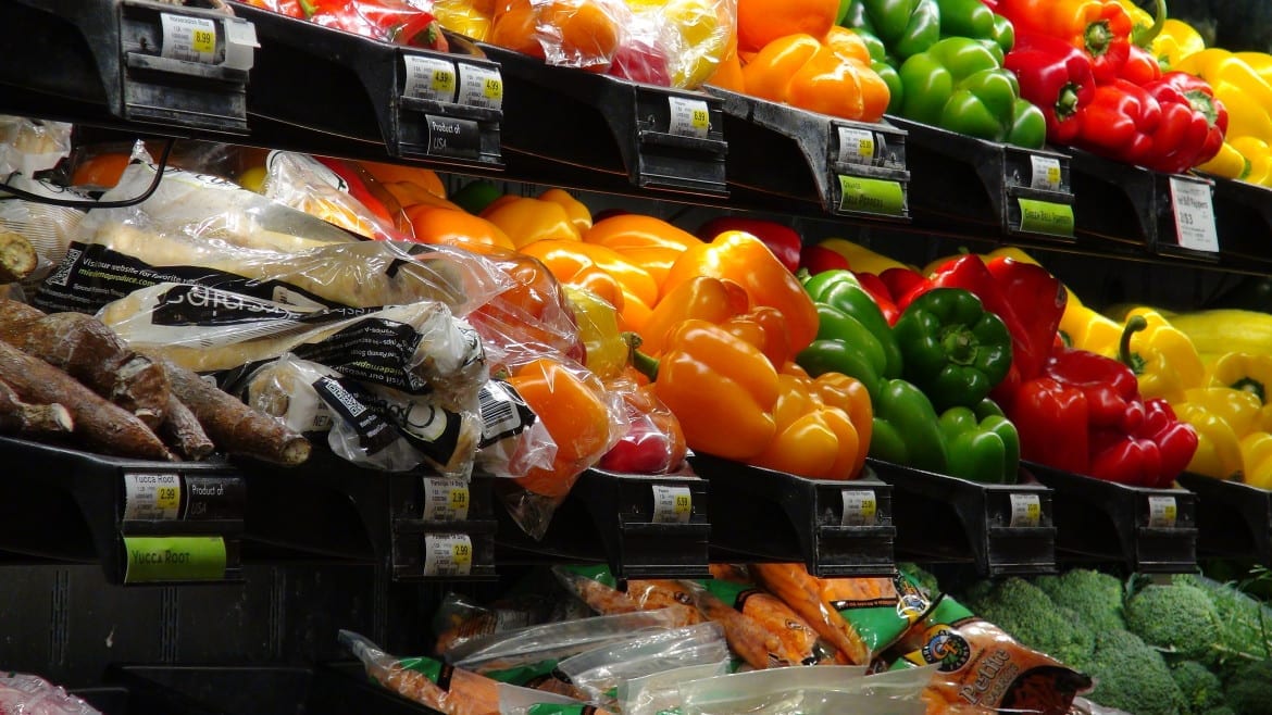 vegetable display at Hen House