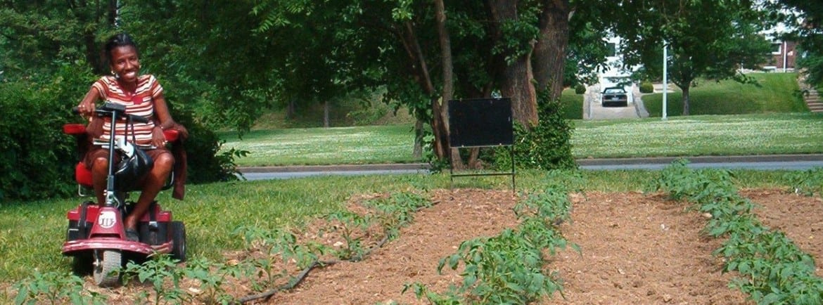 A woman on a scooter