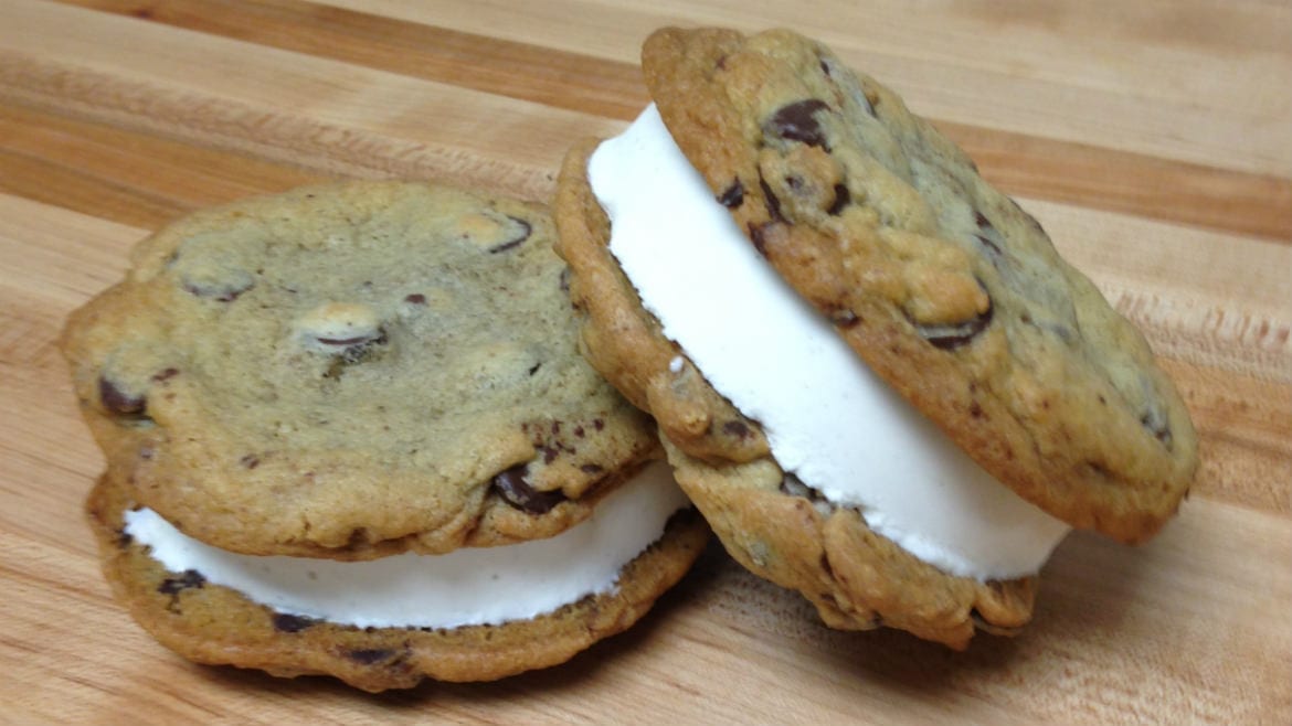 A pair of ice cream sandwiches.