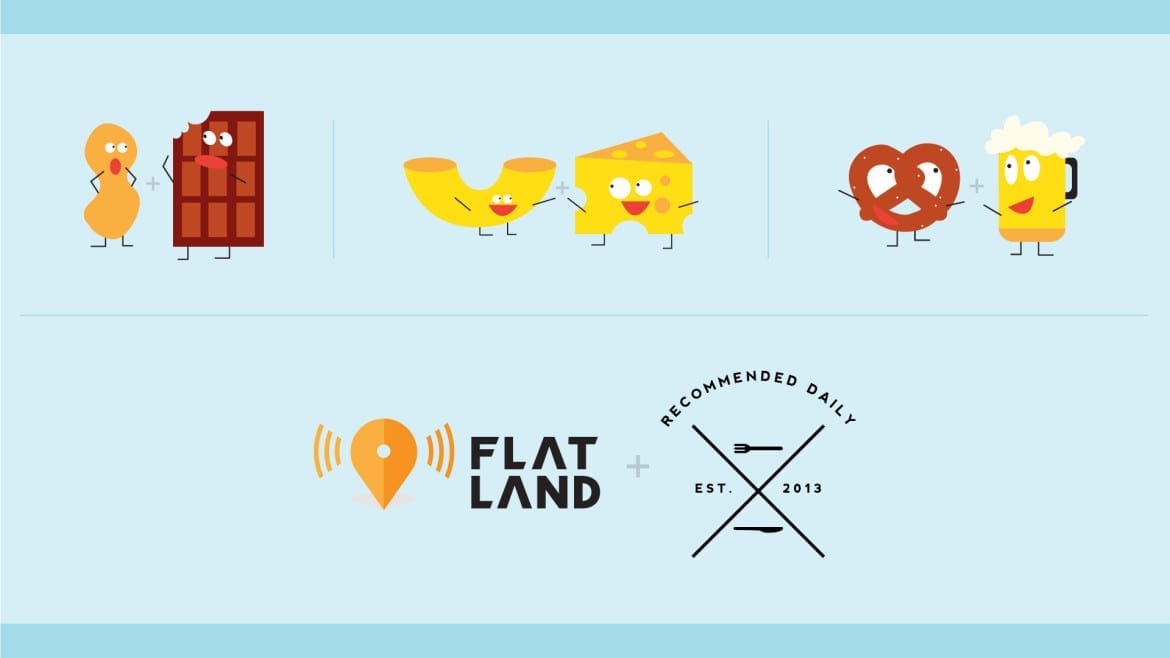 illustration of items that go together, like macaroni and cheese