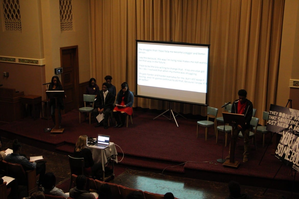 Teens take part in Youth Ambassador's "Youth Speak" event where they shared original poetry about teen life in Kansas City. (Photo: Daniel Boothe | Flatland)