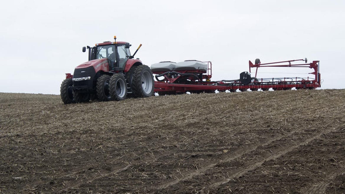 A tractor in a field