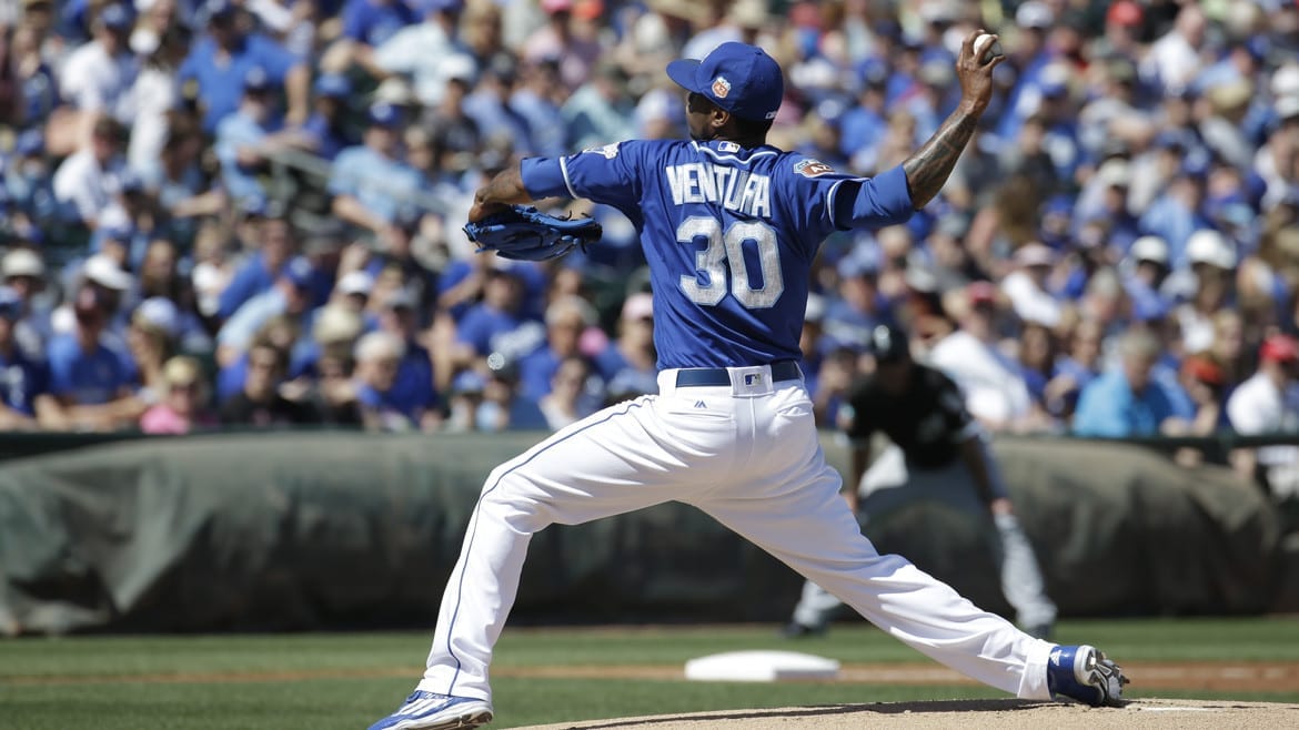 Kansas City Royals' Yordano Ventura throws during a spring training baseball game