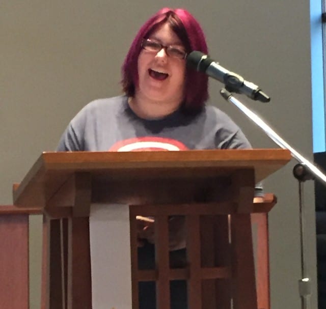 A woman at the pulpit