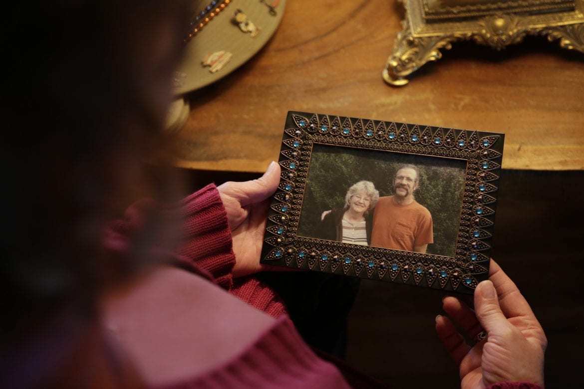 A woman holding a picture
