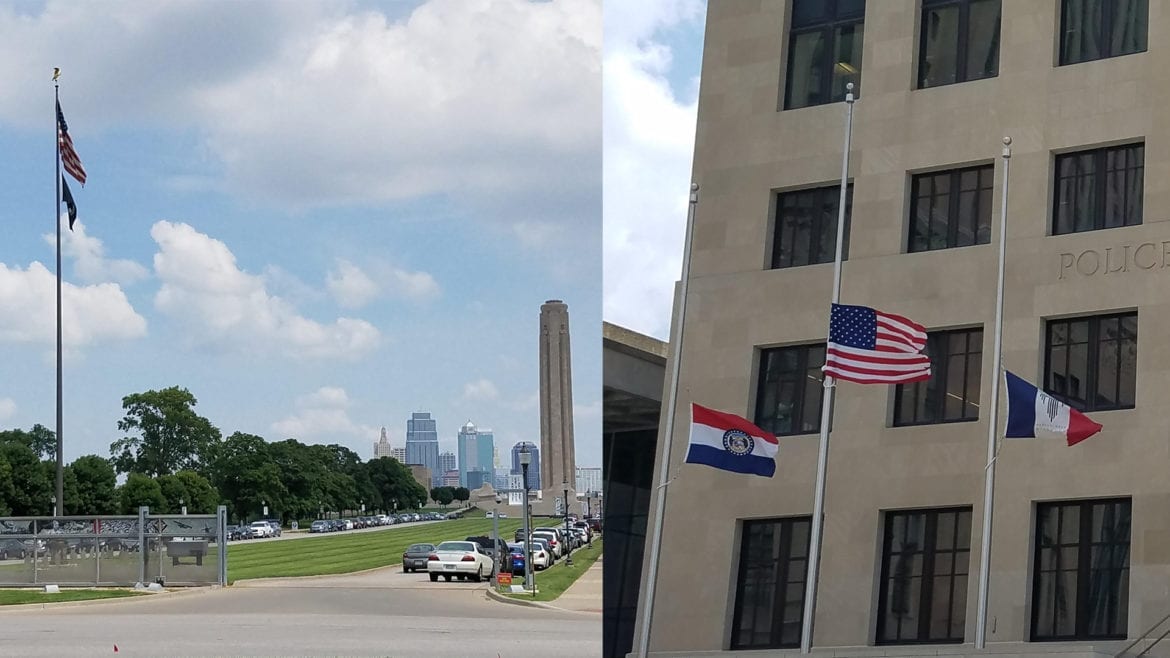 Flags in various positions
