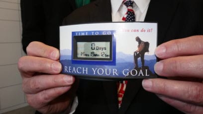 jensen holding countdown clock