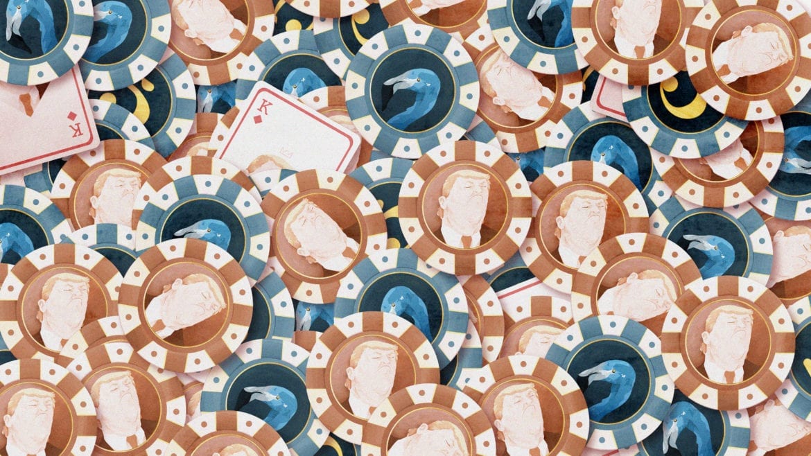 Illustration of donald trump and casino coins