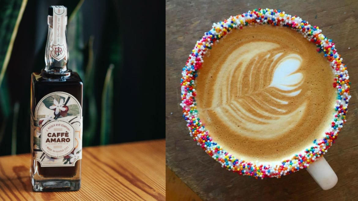 A bottle and a coffee cup