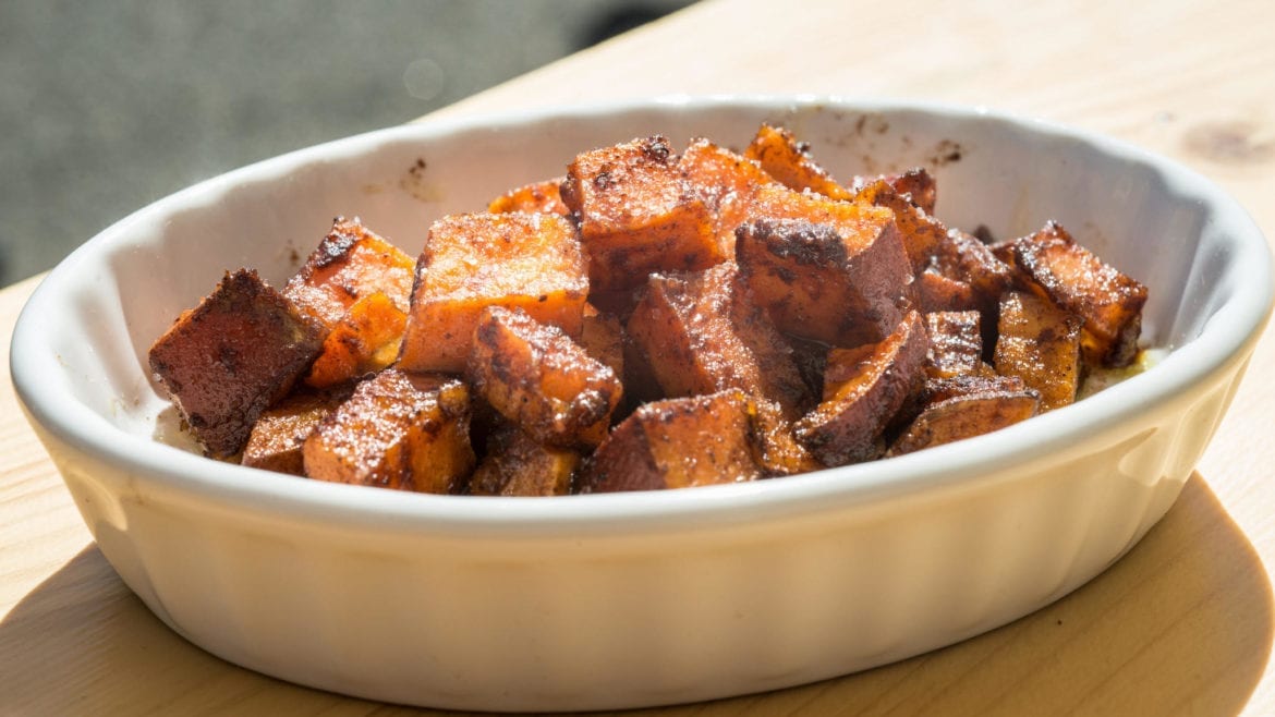 A plate of sweet potatoes.