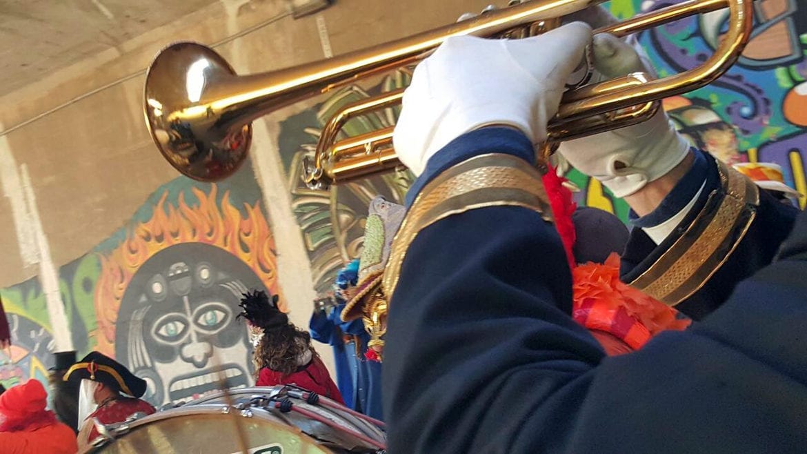 A trumpet in a parade