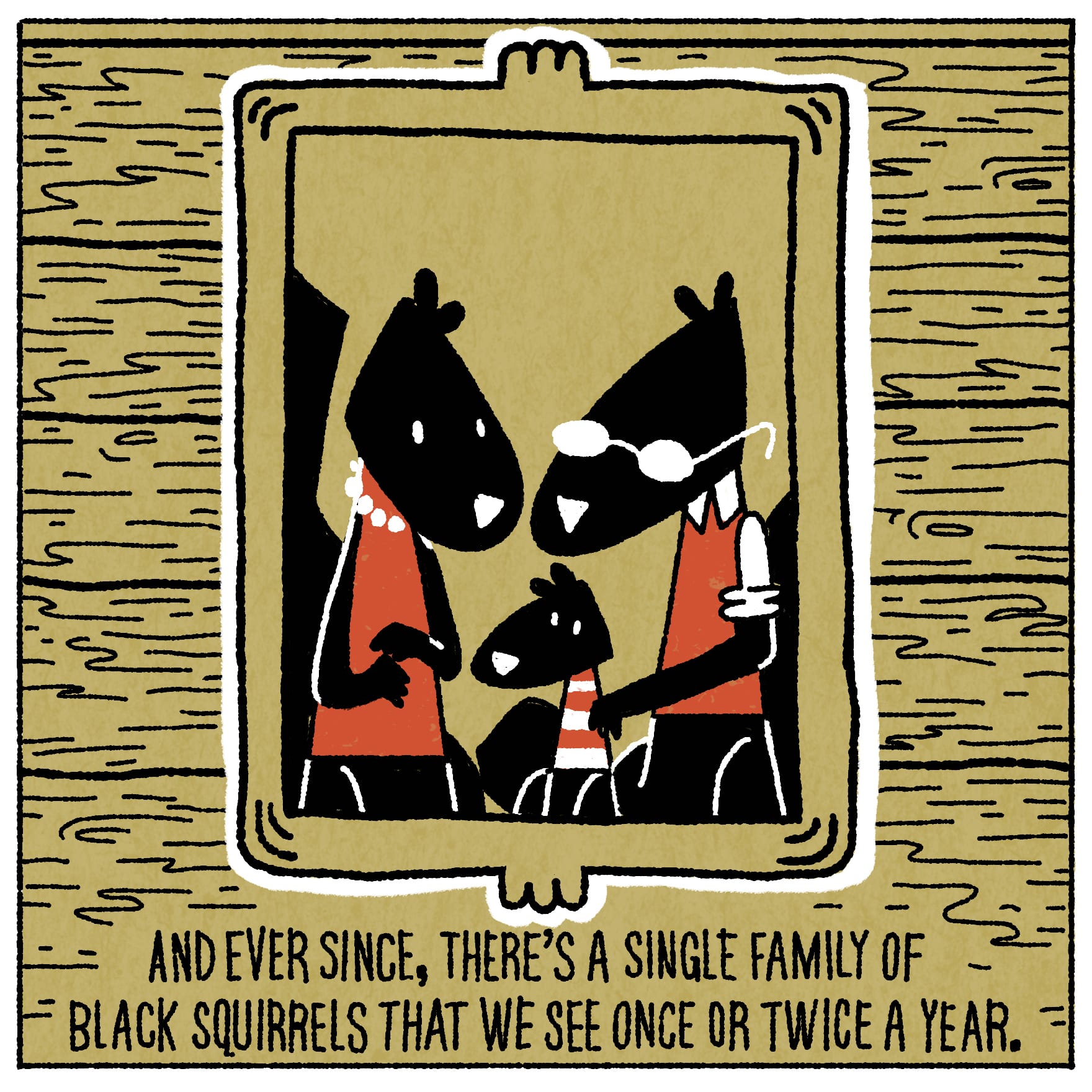 And ever since, then there’s a single family of black squirrels that we see once or twice a year. 