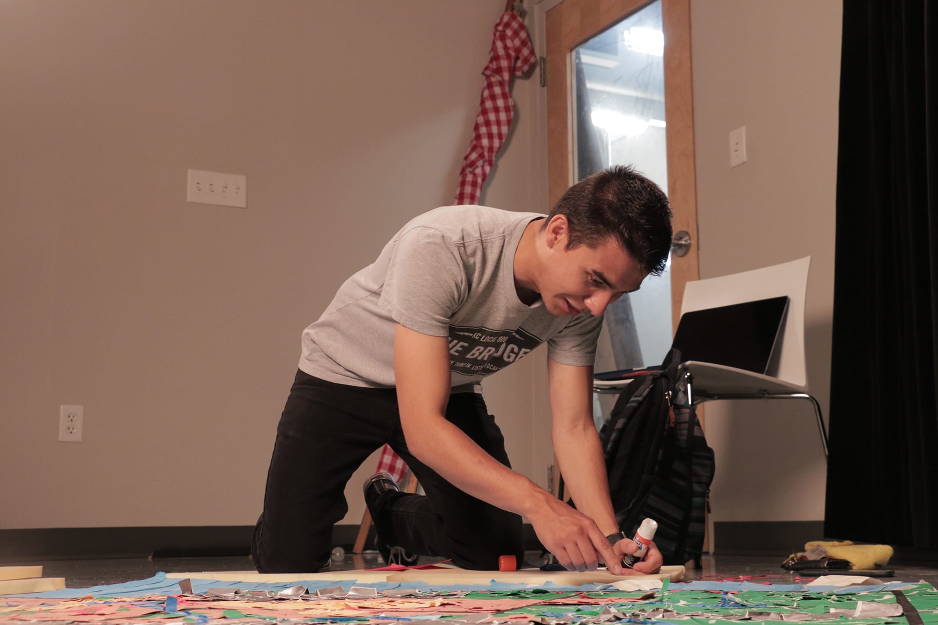 Using a glue stick on a map