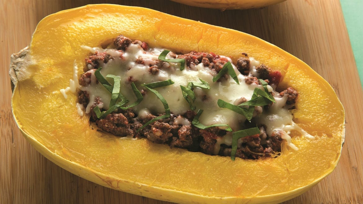 Lasagna-stuffed spaghetti squash