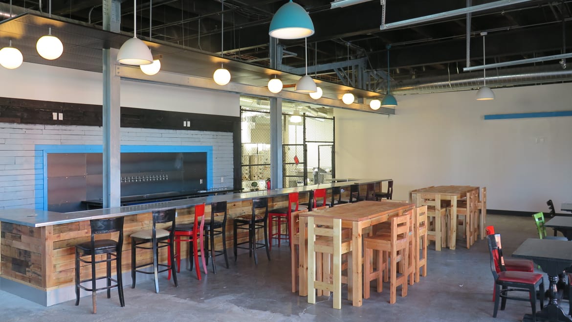 The taproom and brewhouse at Strange Days Brewing 