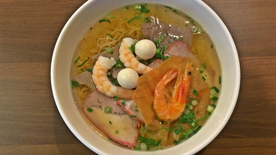 The Mi La Cay (#3) is an egg noodle dish