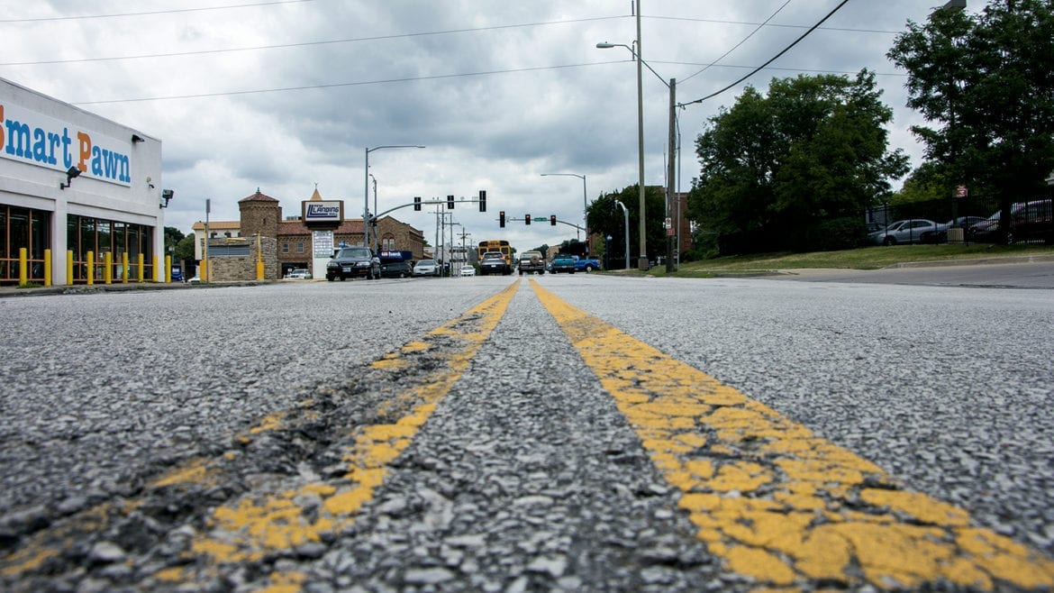 This is 63rd Street facing West at the corner of 63rd and Tracey one block east of Troost in Kansas City. MO.