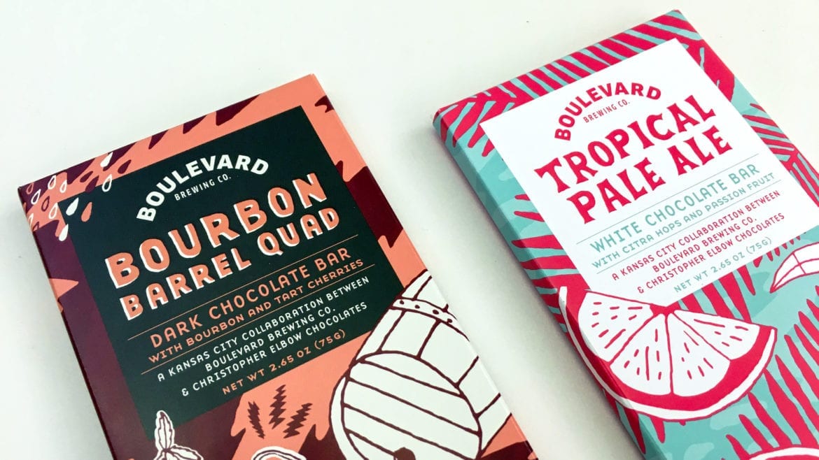 A pair of new Christopher Elbow chocolate bars, inspired by beer, are available in the Boulevard Brewing Co. gift shop.