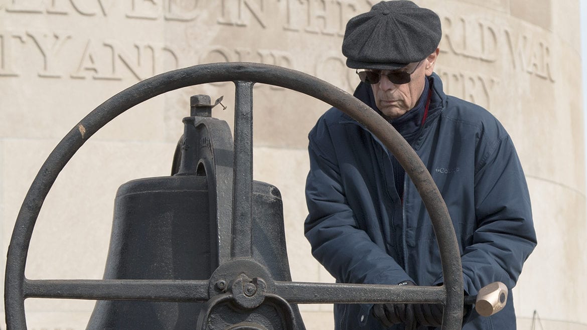 Dave Damico rings liberty bell at veterans day celebration