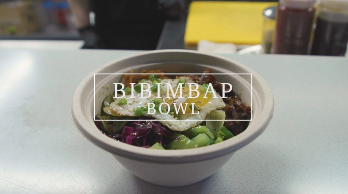 a bowl of Korean food.