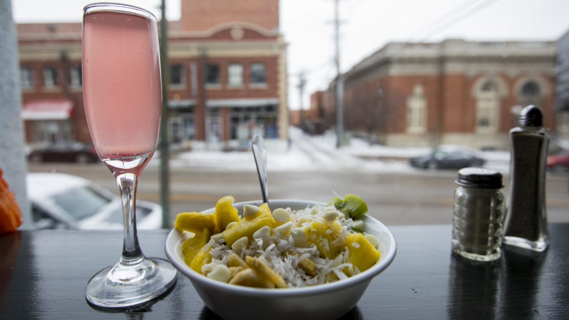 The CBD-infused guava mimosa and Maui Wowie Acai Bowl at Wake the Dead
