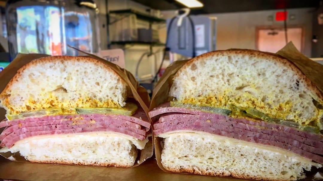 summer sausage on round deli rolls at Leeway Butcher