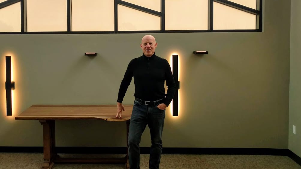 Mike King standing in the new chapel