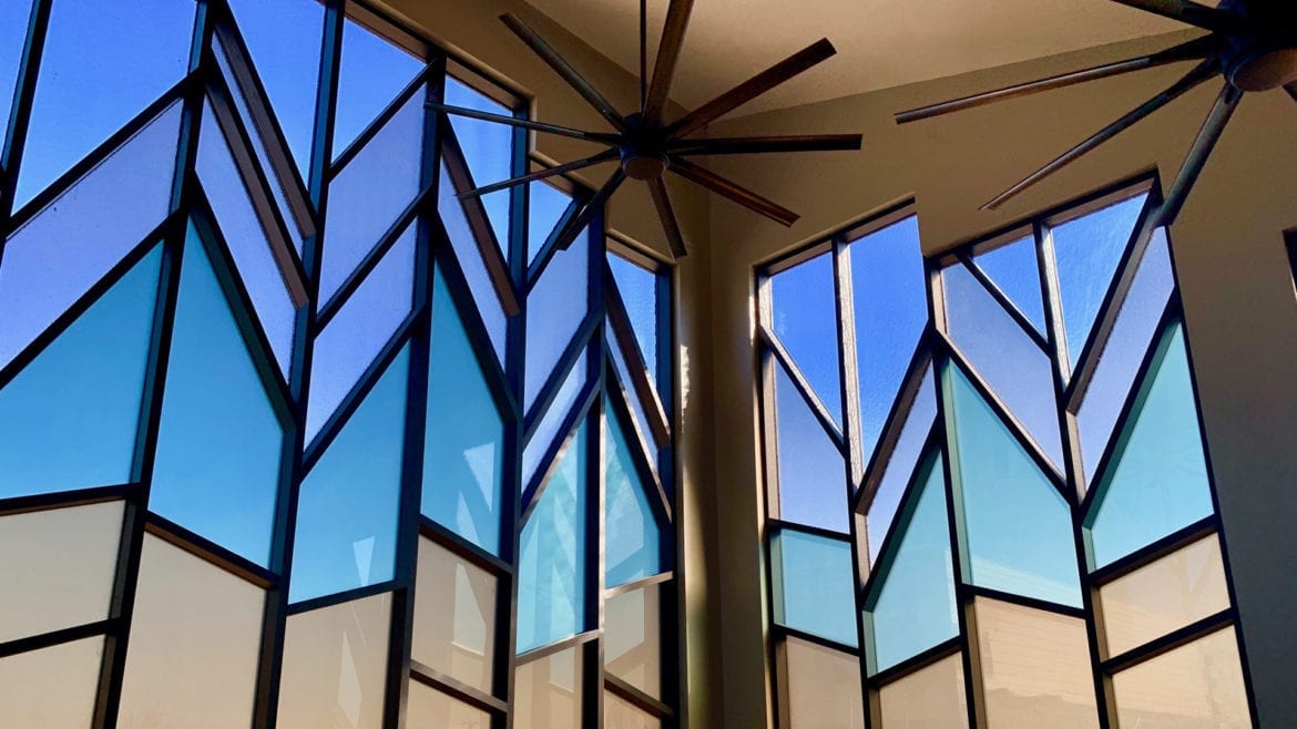 stained glass in the chapel