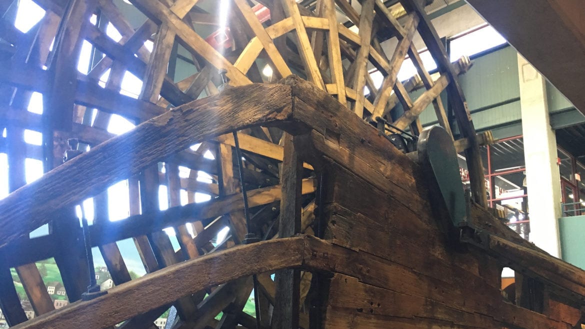 the paddle wheel at the front of the arabia museum