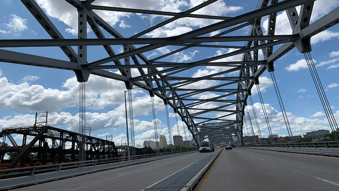 view of buck o'neil bridge heading south