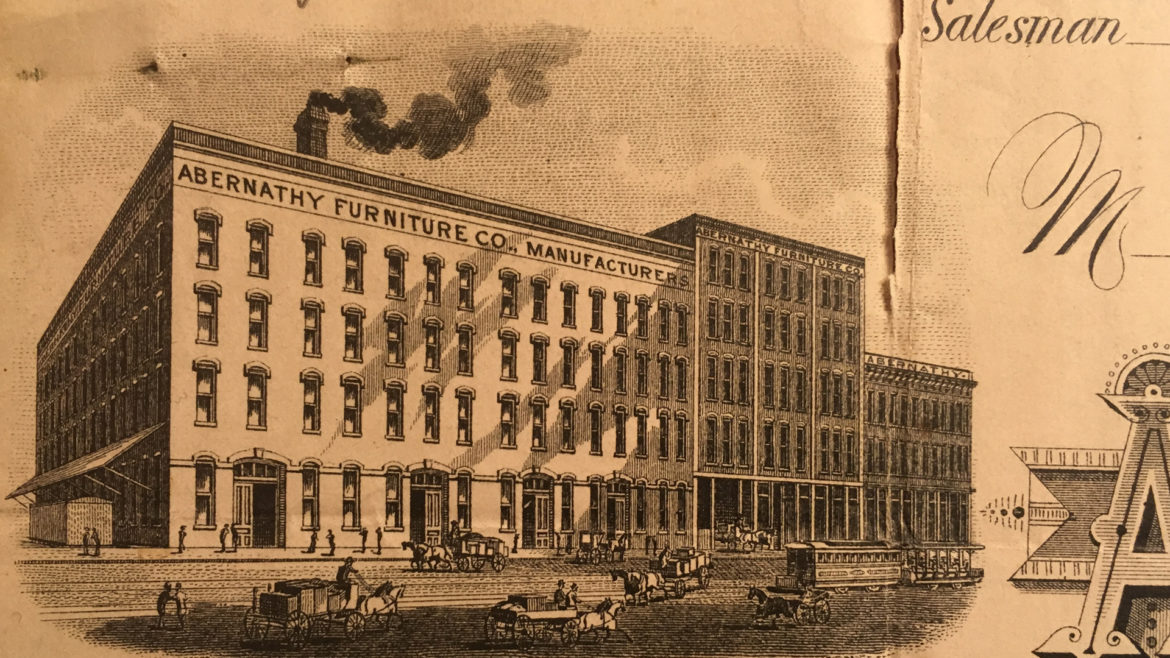 an old image of the abernathy warehouse featured on a recipt