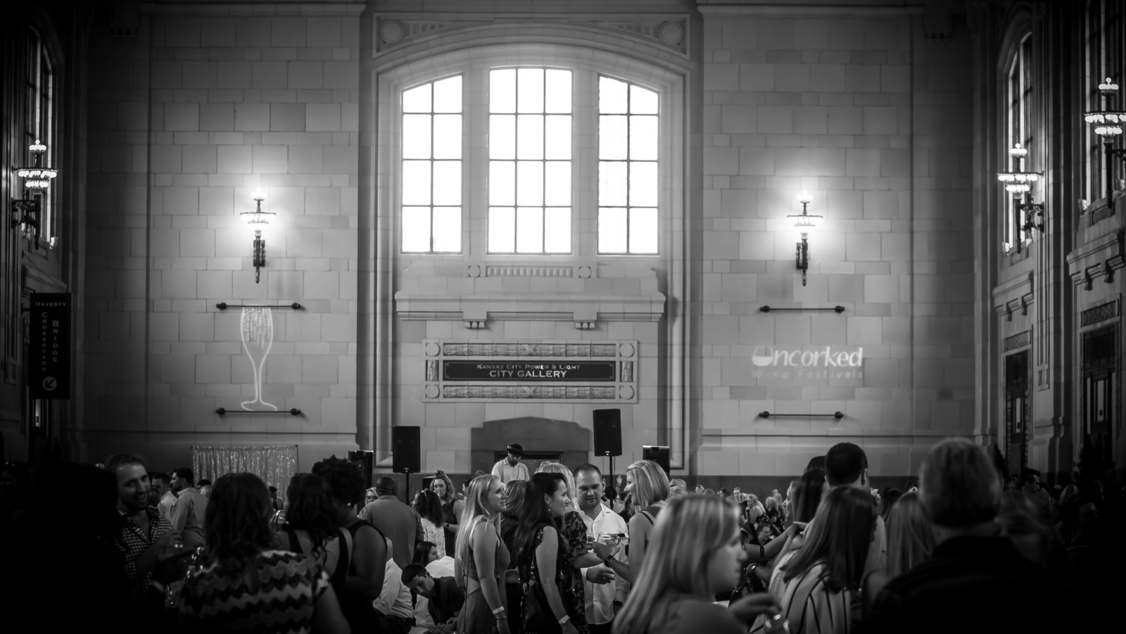 Kansas Citians mingle and taste wines in Union Station.