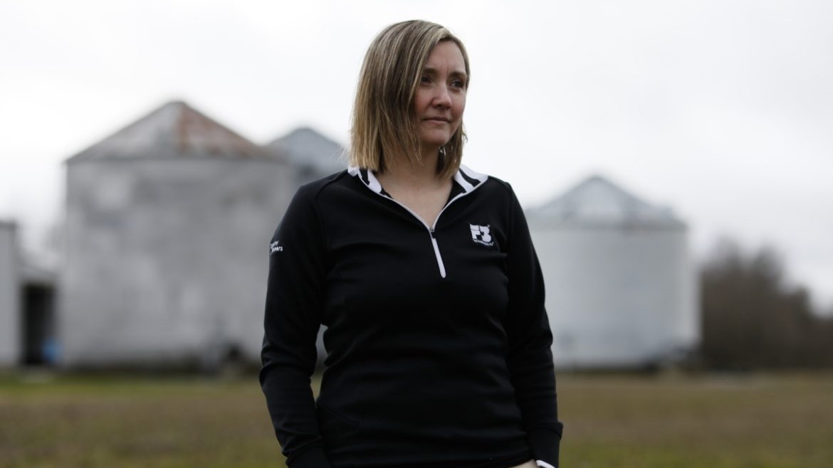 Heather Utter at her in-laws farm