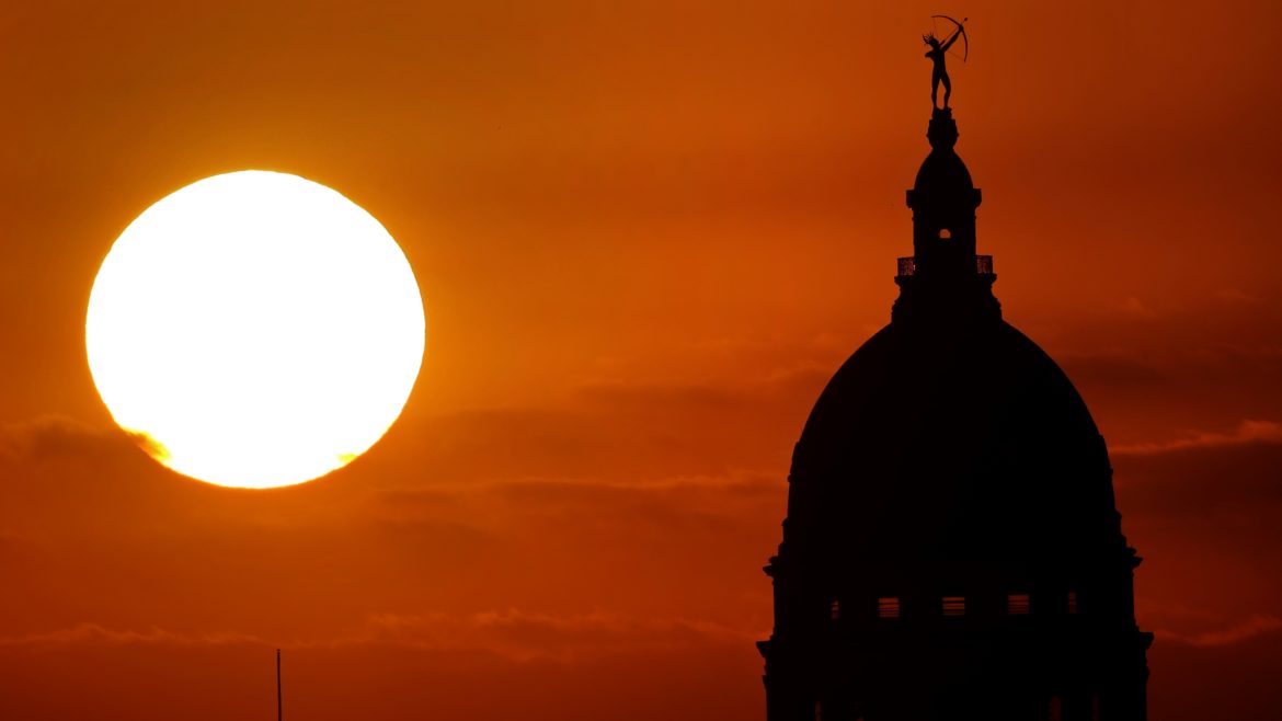 Kansas Statehouse at sunset