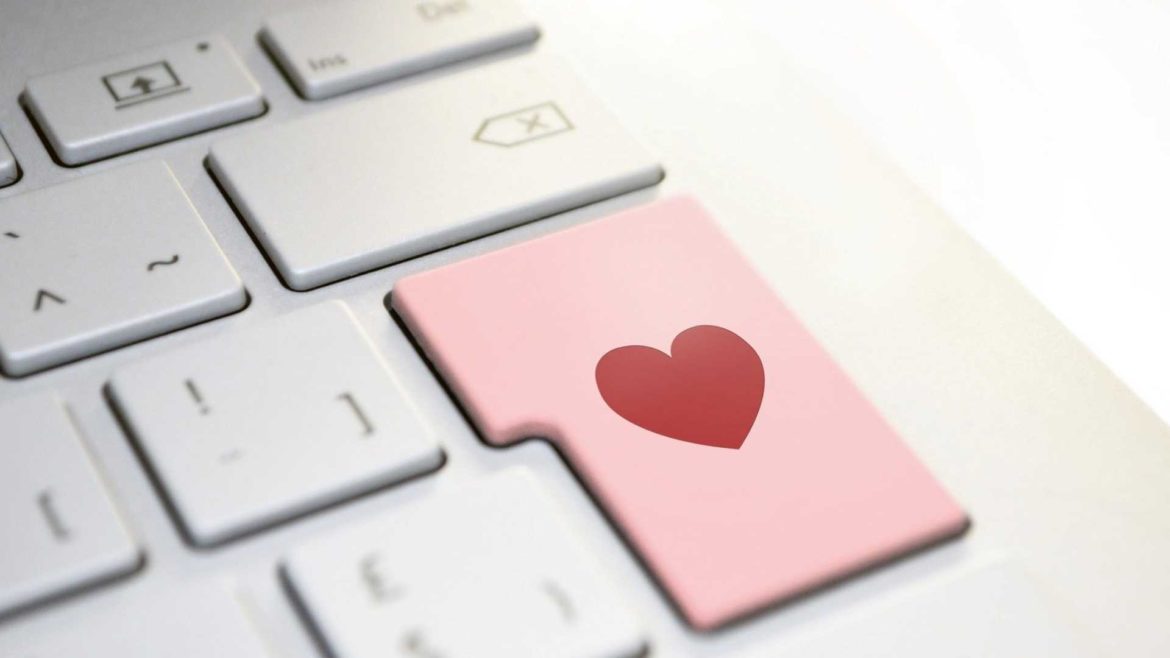 Online dating keyboard illustration.