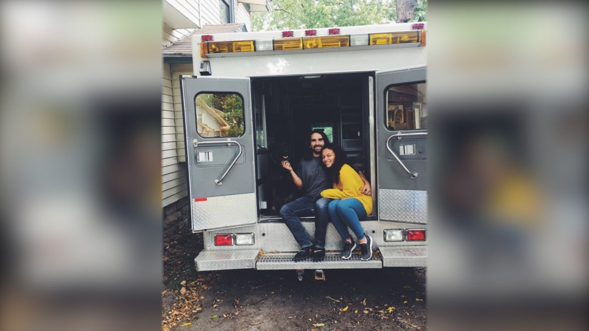 Here's Hartman and Canady seated in their ambulance-turned-camper. (Contributed)