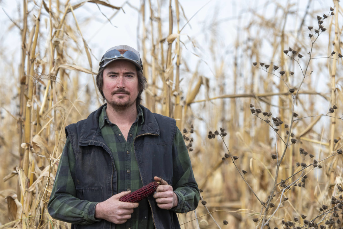 Will Glazik with his organic corn