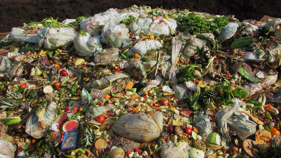 Food getting ready to be composted at Missouri Organic Recycling's facility in Liberty, Missouri.