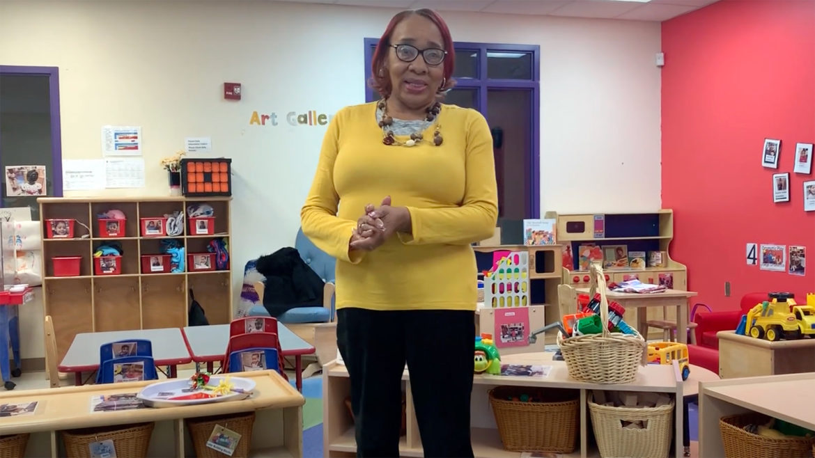 Ivera Williams, an early childhood educator in Kansas City, hosts virtual circle time. (