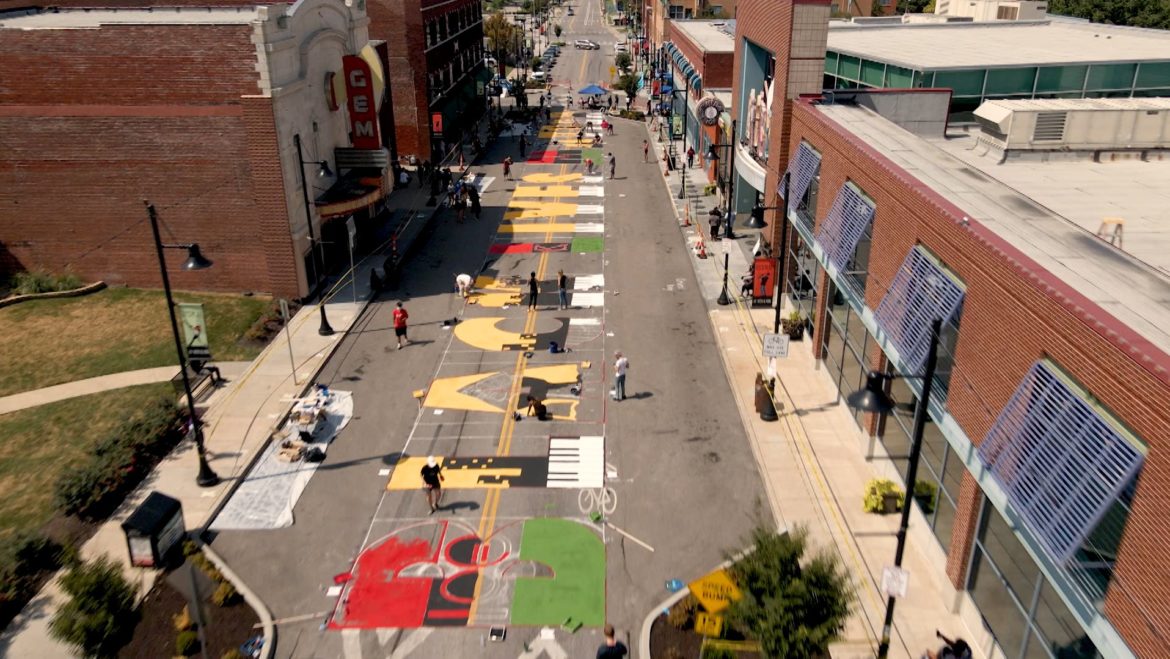 Black Lives Matter mural being created on 18th Street.